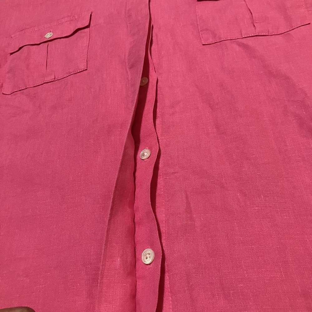 Tommy Bahama Womens 100% LINEN Button Up‎ Shirt Long Sleeve Size Large Pink - Picture 4 of 6